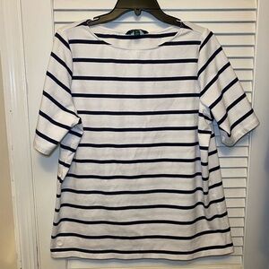Ralph Lauren Navy and White Striped Tee